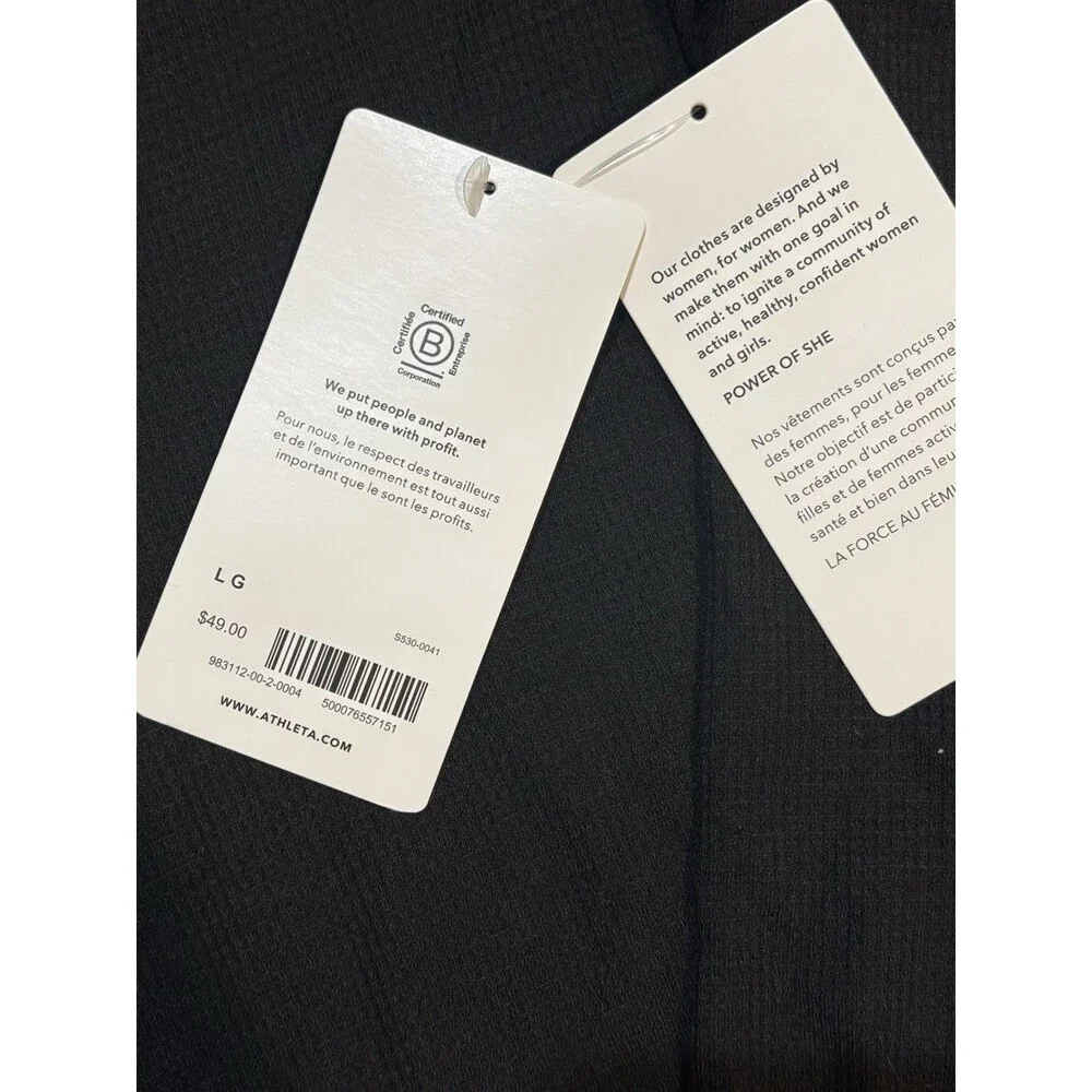 Athleta Wind Down Waffle Knit V Neck Modal Soft Sleep Top Black Sz L NWT - Picture 5 of 6